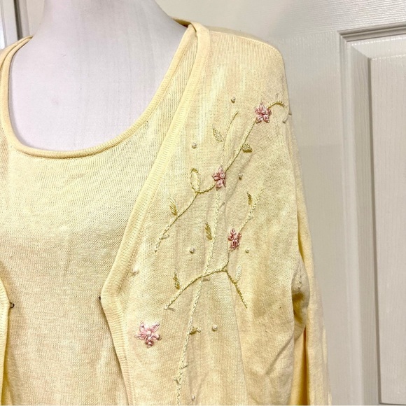 Vintage 90’ I.B Diffusion PLUS 1X 2PC Sweater Womens yellow Sequin embroidered - Picture 4 of 10